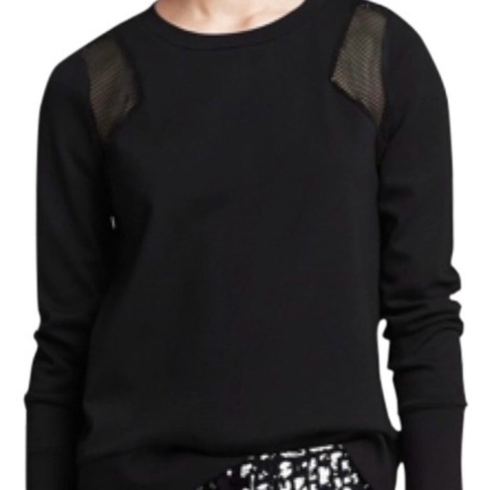 Banana Republic Women Black Pullover Long Sleeve Mesh Inset back Zipper XS